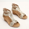 Plus Size Wedge Sandals for Women - Slimming Back Zip Roman Shoes 1418-656