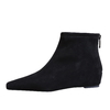 6632-10 Korean Style Minimalist Versatile Hidden Wedge Ankle Boots for Women - Suede Short Block Heels