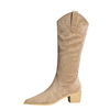 Chunky Heel Pointed Toe Suede Dress Boots for Winter-009-32