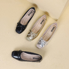 Silver Casual Flats for Women | Ballet Shoes with Soft Sole, Low Heel, and Bow Detail