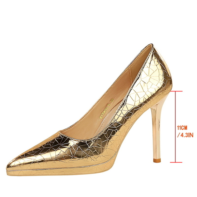 Retro European Style Ultra High Heel Women’s Pointed Toe Stiletto Shoes with Stone Pattern - Sexy Nightclub Pumps