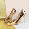 Retro European Style Ultra High Heel Women’s Pointed Toe Stiletto Shoes with Stone Pattern - Sexy Nightclub Pumps