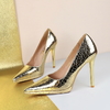 Retro European Style Ultra High Heel Women’s Pointed Toe Stiletto Shoes with Stone Pattern - Sexy Nightclub Pumps