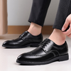 2025 Men's Business Formal Leather Shoes Brogue Large Size Men's Lace-Up Derby Shoes