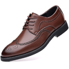 2025 Men's Business Formal Leather Shoes Brogue Large Size Men's Lace-Up Derby Shoes