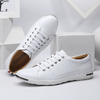 Men's Large Size 47/48 Fashion Lace-Up Leather Shoes - White Casual Sneakers for Students