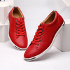 Men's Large Size 47/48 Fashion Lace-Up Leather Shoes - White Casual Sneakers for Students